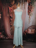Aqua Blue Floral Sequins Embroidered Georgette Sharara Set