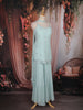 Aqua Blue Floral Sequins Embroidered Georgette Sharara Set