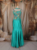 Aqua Blue Floral Sequins and Beads Embroidered Design Semi Silk Mermaid Lehenga with Choker Dupatta