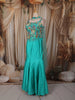 Aqua Blue Floral Sequins and Beads Embroidered Design Semi Silk Mermaid Lehenga with Choker Dupatta