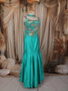 Aqua Blue Floral Sequins and Beads Embroidered Design Semi Silk Mermaid Lehenga with Choker Dupatta