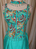 Aqua Blue Floral Sequins and Beads Embroidered Design Semi Silk Mermaid Lehenga with Choker Dupatta