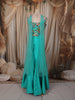 Aqua Blue Floral Sequins and Beads Embroidered Design Semi Silk Mermaid Lehenga with Choker Dupatta
