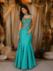 Aqua Blue Floral Sequins and Beads Embroidered Design Semi Silk Mermaid Lehenga with Choker Dupatta