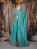 Aqua Blue Floral Sequins and Beads Embroidered Design Silk Lehenga with Dupatta
