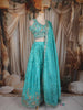 Aqua Blue Floral Sequins and Beads Embroidered Design Silk Lehenga with Dupatta