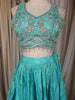 Aqua Blue Floral Sequins and Beads Embroidered Design Silk Lehenga with Dupatta