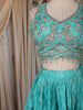 Aqua Blue Floral Sequins and Beads Embroidered Design Silk Lehenga with Dupatta
