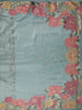 Aqua Blue Floral Thread Embroidered Design Pure Tissue Silk Party Wear Saree
