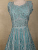 Aqua Blue Floral Thread and Mirror Embroidered Design Net Gown with Dupatta