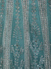 Aqua Blue Floral Thread and Mirror Embroidered Design Net Gown with Dupatta