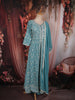 Aqua Blue Floral Thread and Sequins Embroidered Design Georgette Lehenga