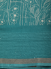 Aqua Blue Floral Vine Printed Design Crepe Saree with Sequins Border