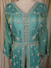 Aqua Blue Floral Vine Sequins and Beads Embroidered Design Tissue Silk Mastani Type Salwar Suit with Dupatta