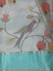 Aqua Blue Floral Vine Thread Embroidered Design Pure Tissue Silk Party Wear Saree with Zari Border