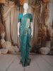 Aqua Blue Floral Vine Zari Woven Design Pure Kanchipuram Silk Saree with Zari Border