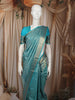 Aqua Blue Floral Vine Zari Woven Design Pure Kanchipuram Silk Saree with Zari Border