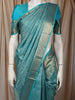 Aqua Blue Floral Vine Zari Woven Design Pure Kanchipuram Silk Saree with Zari Border