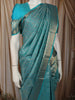 Aqua Blue Floral Vine Zari Woven Design Pure Kanchipuram Silk Saree with Zari Border