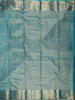 Aqua Blue Floral Vine Zari Woven Design Pure Kanchipuram Silk Saree with Zari Border