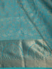 Aqua Blue Floral Vine Zari Woven Design Pure Kanchipuram Silk Saree with Zari Border