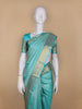 Aqua Blue Floral Woven Pure Kanchipuram Silk Saree With Zari Border