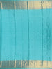 Aqua Blue Floral Woven Pure Kanchipuram Silk Saree With Zari Border