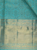 Aqua Blue Floral Woven Pure Kanchipuram Silk Saree With Zari Border