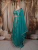 Aqua Blue Floral Zari Embroidered Design Banarasi Silk Lehenga with Matching Dupatta