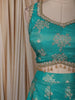 Aqua Blue Floral Zari Embroidered Design Banarasi Silk Lehenga with Matching Dupatta