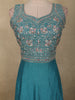 Aqua Blue Floral Zari Embroidered Design Georgette Gown with Dupatta