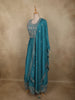 Aqua Blue Floral Zari Embroidered Design Georgette Gown with Dupatta