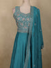 Aqua Blue Floral Zari Embroidered Design Georgette Gown with Dupatta