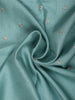 Aqua Blue Floral Zari Embroidered Design Pure Tussar Saree with Scalloped Border