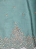 Aqua Blue Floral Zari Embroidered Design Pure Tussar Saree with Scalloped Border