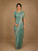 Aqua Blue Floral Zari Woven Design Pure Banarasi Silk Saree with Zari Border