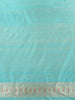 Aqua Blue Floral Zari Woven Design Pure Banarasi Silk Saree with Zari Border