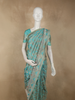 Aqua Blue Floral Zari Woven Design Pure Banarasi Silk Saree with Zari Border