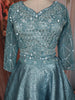 Aqua Blue Heavy Sequins Embroidered Design Textured Lehenga with Dupatta