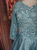 Aqua Blue Heavy Sequins Embroidered Design Textured Lehenga with Dupatta