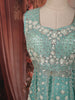 Aqua Blue Heavy Sequins and Beads Embroidered Design Organza Party Wear Palazzo Suit with Matching Dupatta