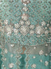 Aqua Blue Heavy Sequins and Beads Embroidered Design Organza Party Wear Palazzo Suit with Matching Dupatta