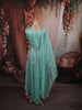 Aqua Blue Heavy Sequins and Beads Embroidered Design Organza Party Wear Palazzo Suit with Matching Dupatta