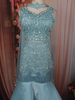 Aqua Blue Heavy Sequins and Beads Embroidered Net Mermaid Lehenga with Choker Dupatta