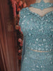 Aqua Blue Heavy Sequins and Beads Embroidered Net Mermaid Lehenga with Choker Dupatta