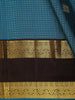 Aqua Blue Mini Checked and Butta Zari Woven Design Pure Kanchipuram Silk Saree with Contrast  Double Zari Border