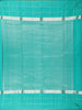 Aqua Blue Paisley Butta Zari Woven Design Pure Kanchipuram Silk Saree with Checks Zari Border