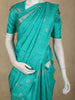 Aqua Blue Paisley Butta Zari Woven Design Pure Kanchipuram Silk Saree with Checks Zari Border