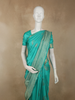Aqua Blue Paisley Butta Zari Woven Design Pure Kanchipuram Silk Saree with Zari Border