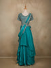 Aqua Blue Sequin Embroidered Design Organza Lehenga
